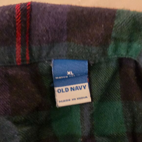 Old Navy Blue and green flannel pajamas - Picture 2 of 3